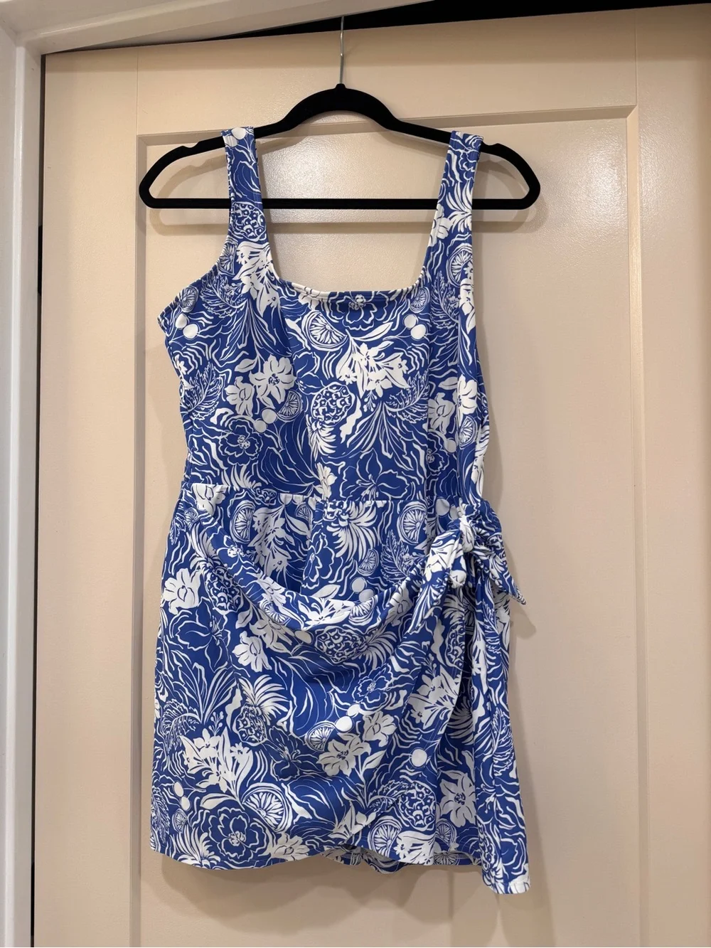 Old Navy Blue and White Floral One-piece Swimsuit with Skirt - Picture 2 of 4